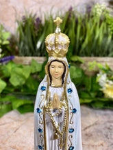 Load image into Gallery viewer, Elegant Our Lady of Fatima Resin Statue, Hand-Painted Marian Figurine, Religious Icon, Blessed Virgin Mary Sculpture, Catholic Decor