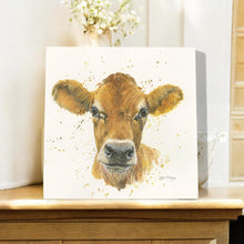 Load image into Gallery viewer, Jersey Cow Ceramic Art Tile by Bree Merryn - 20x20cm Ready to Hang - Farmhouse Rustic Wall Art Decor