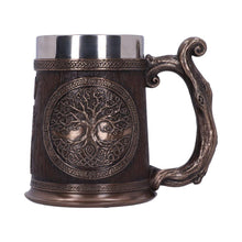 Load image into Gallery viewer, Tree of Life Tankard 16cm | Bronze Celtic Design Mug with Stainless Steel Insert