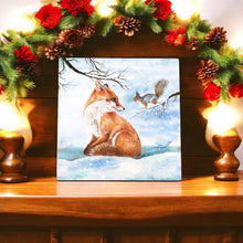 Load image into Gallery viewer, WINTER'S FOX & SQUIRREL Ceramic Art Tile by S. Jones – 20x20cm