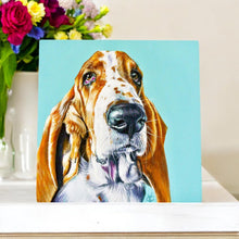 Load image into Gallery viewer, Basset Hound Ceramic Art Tile by Victoria Coleman | 20x20 cm Wall Decor | Ready to Hang | Gift Boxed