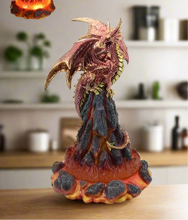 Load image into Gallery viewer, Majestic Dragon LED Light Figurine – Illuminated Fantasy Statue – Collectible Mythical Creature Décor – Battery Operated 26cm