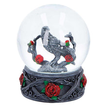 Load image into Gallery viewer, Dark Romance Raven Snow Globe Gothic Rose Ornament Alternative Decor