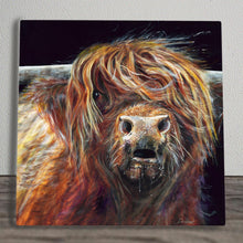 Load image into Gallery viewer, COLIN HIGHLAND COW Ceramic Art Tile by Pankhurst Gallery - 20x20 cm - Ready to Hang on Wall