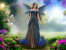 Load image into Gallery viewer, Royal Azure Enchantment - Elegant Resin Fairy Statue with Iridescent Wings, Majestic Garden Fairy Collectible, Enchanted Forest Decor-OsirisTradingUK