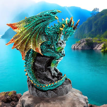 Load image into Gallery viewer, Gothic Dragon Figurine - Emerald Green Statue Resin Collectible Ornament