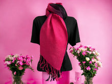 Load image into Gallery viewer, Vibrant Magenta Acrylic Scarf - Luxurious Long Wrap with Fringe, Bold Shawl, Soft and Cosy Fashion Accessory, Stylish Winter Essential