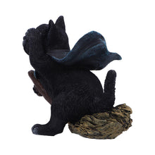 Load image into Gallery viewer, Witchcraft Cat Flying on Broom Gothic Familiar Figurine Wiccan Witch Art Decor