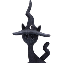 Laden Sie das Bild in den Galerie-Viewer, Gothic Witch Cat Ornament Crescent Moon & Star Decor Spooky Wiccan Figurine