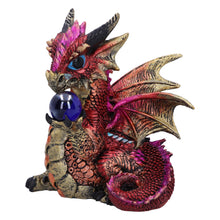 Load image into Gallery viewer, Fantasy Red Dragon Figurine Holding Orb Mythical Beast Figurine Gothic Decor