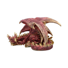 Laden Sie das Bild in den Galerie-Viewer, Mythical Red Gothic Dragon Resting Fantasy Creature Figurine Enchanted Decor