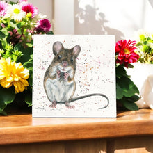 Load image into Gallery viewer, Adorable Mimi Mouse Ceramic Art Tile by Bree Merryn 20x20cm | Ready to Hang Wall Art | Handcrafted Animal Decor | Unique Gift in Box