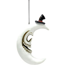 Load image into Gallery viewer, Skull Crescent Moon Hanging Ornament | Gothic Décor | Resin Skeleton Crescent Moon Decoration for Halloween & Occult Lovers – 23.5x15cm