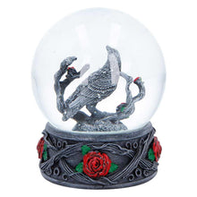 Load image into Gallery viewer, Dark Romance Raven Snow Globe Gothic Rose Ornament Alternative Decor