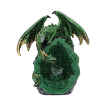 Laden Sie das Bild in den Galerie-Viewer, Mystical Green Dragon with Light-Up Crystal Geode Fantasy Gothic Ornament Gift