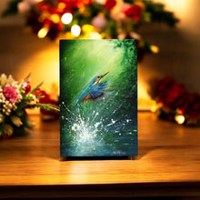 Load image into Gallery viewer, Kingfisher in Flight Ceramic Art Tile by D. Finney – 30x20 cm – Ready to Hang