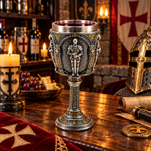 Load image into Gallery viewer, Knights Templar Goblet 18cm Medieval Gothic Chalice Silver Gold Wine Cup Gift
