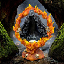Laden Sie das Bild in den Galerie-Viewer, Gothic Reaper Tea Light Holder Halloween Skeleton Candle Ornament Skull Figurine 21cm