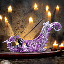Load image into Gallery viewer, Mystical Purple Dragon Incense Burner Gothic Fantasy Ornament aromatherapy
