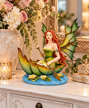 Load image into Gallery viewer, Fairy in Leaf Boat Ornament Flower Water Lily Woodland Fantasy Figurine 20.5cm