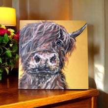 Load image into Gallery viewer, MINI MCMOO Highland Cow Ceramic Art Tile by Sam Fenner 20X20 cm | Wall Decor
