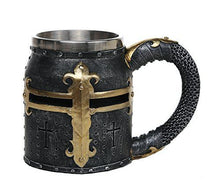 Load image into Gallery viewer, Crusader Tankard - Medieval Knight Mug with Stainless Steel Insert, Gothic Drinkware