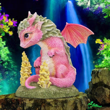 Load image into Gallery viewer, Adorable Pink Dragon Figurine Collectable Statue Floral Accents Ornament