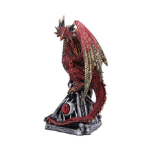 Load image into Gallery viewer, Fantasy Red Dragon Figurine Gothic Sculpture Pyramid Base Crystal Glass Eye Decor