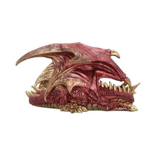 Laden Sie das Bild in den Galerie-Viewer, Mythical Red Gothic Dragon Resting Fantasy Creature Figurine Enchanted Decor