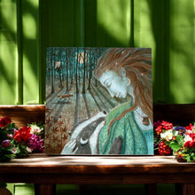 Load image into Gallery viewer, Lady Moon Serenity Ceramic Art Tile by Wendy Andrew 20X20 cm – Ready to Hang Wall Art in Box