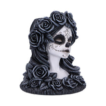Laden Sie das Bild in den Galerie-Viewer, Gothic Day of the Dead Skull Tea Light Holder Flor de Muerte Day of the Dead Bust