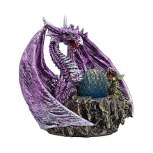 Load image into Gallery viewer, The Arrival Dragon Figurine 17.5cm Mystical Purple and Green Dragon with Blue Egg Hand-Painted