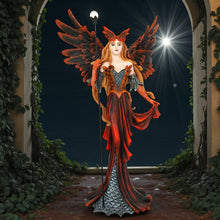 Load image into Gallery viewer, Fiery Fairy with Crystal Staff Red Winged Gothic Fantasy Figurine Collectible statue