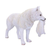 Load image into Gallery viewer, Mother Wolf and Pup Figurine – White Wolves Wildlife Ornament by Nemesis Now