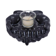 Load image into Gallery viewer, Palmist's Guide Black Chiromancy Hands Candle Holder | Gothic Decor, Hand-Painted Resin, 22.3cm