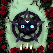 Load image into Gallery viewer, Feline Worship Cat Pentagram Wall Plaque 25.5cm
