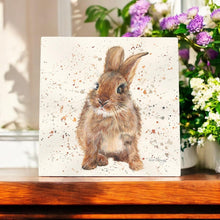 Load image into Gallery viewer, BELLA Rabbit Bunny Ceramic Art Tile by Bree Merryn | 20x20 cm | Wall Art Ready to Hang | Cute Animal Design | Gift for Rabbit Lovers | Boxed