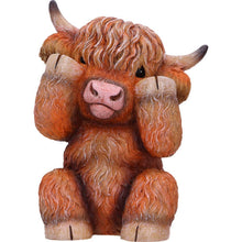 Load image into Gallery viewer, Highland Cow Three Wise Statues Cute Farm Animal Figurines Scottish Gift Home