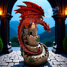 Laden Sie das Bild in den Galerie-Viewer, Fire Dragon Tower Burner Backflow Incense Holder Fantasy Gothic Statue Decor