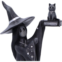 Laden Sie das Bild in den Galerie-Viewer, Little Souls Shimmer Witch Figurine Cat Spell book Gothic Altar Wiccan Art Decor