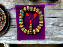 Load image into Gallery viewer, Authentic Handcrafted Tibetan Wrist Mala with Colorful Accents – Traditional Bone Prayer Beads for Meditation in Velvet Pouch-OsirisTradingUK