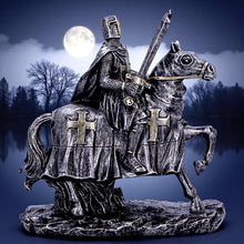Load image into Gallery viewer, Medieval Templar Knight Horseback Figurine Gothic Crusader Historical Ornament