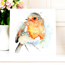 Load image into Gallery viewer, Little Robin Ceramic Art Tile by Amanda Gordon - Ready to Hang (20x20 cm)