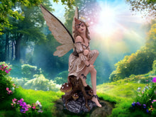 Load image into Gallery viewer, Enchanted Forest Fairy Figurine - Handcrafted Resin Fairy with Rustic Wings, Magical Mushroom Throne Decor, Fantasy Collectible-OsirisTradingUK