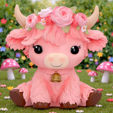 Load image into Gallery viewer, Moo Crew Primrose Pink Flower Cow Figurine Cute Farmhouse Ornament Decor