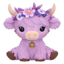 Load image into Gallery viewer, Moo Crew Hyacinth Purple Flower Cow Figurine Cute Farmhouse Ornament Decor
