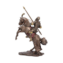 Laden Sie das Bild in den Galerie-Viewer, Medieval Knight on Horse Figurine Armoured Cavalry Statue Bronze Effect 45.9cm