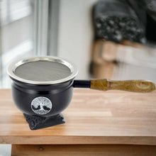 Laden Sie das Bild in den Galerie-Viewer, Tree of Life Incense Burner with Wooden Handle - Artisanal Metal & Wood Incense Holder for Meditation and Rituals-OsirisTradingUK