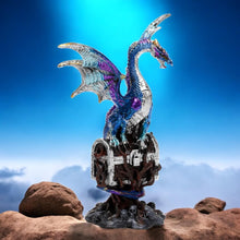 Load image into Gallery viewer, Blue Dragon Guardian Figurine - Gothic Fantasy Resin Sculpture Decor 19cm