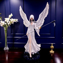 Laden Sie das Bild in den Galerie-Viewer, Gothic Hooded Angel Figurine + Scythe Statue Reaper Ethereal Guardian Figurine
